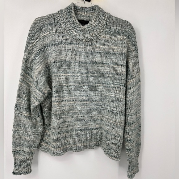 J Crew Reimagined Mock Turtleneck Sweater Heathered Blue Womens Medium | R433 - Picture 1 of 7